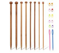 8 Pcs Wooden Knitting Needles, Knitting Needles Set, Huge Knitting Needle for Blanket Scarf and Larger Knitting Project for Handmade Creative DIY Sweater Scarf Woolen Items, with 12Pcs Knitting