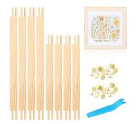 8-Pcs Wooden Needlepoint Stretcher Bars Kit - Includes 6" & 8" Sizes, 40 Thumb Tacks, Storage Box & Tack Remover for Embroidery, Cross Stitch & Canvas Art Supplies (Natural-8pcs)