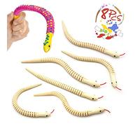 8 Pcs Wooden Snake Natural Unfinished Wooden Wiggly Snakes - 12” Flexible Timber Snake - Blank Canvas - Animal Model Crafts Toys for Kids Arts and Crafts Themed, Halloween Prop, Birthday Party Supply