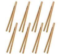 8 Pcs Wooden Tongs for Cooking, Toast, Charcuterie, Salad, Kimchi, Fruit and Tea - Bamboo Mini Tongs