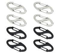 8 Pcs Zipper Clips Anti Theft Deterrent, Double Sided Mini S Small Carabiner Clips,Stainless Steel Zipper Locks for Traveling, Backpacking, Tent, Purse, and Luggage (Black and Silver)