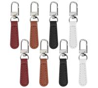 8 PCS Zipper Pull Replacement, 7 Cm Detachable PU Leather Zip Puller Replacement for Luggage Backpacks Jackets Handbags (Black/White/Wine Brown/Brown)