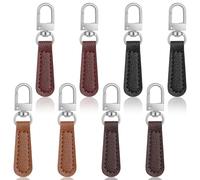 8 PCS Zipper Pull Replacement, Leather Handle Detachable Zipper Repair Tab, Mixed Colors for Luggage, Backpacks, Suitcases, Jackets, Purses, Handbags