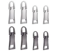 8 PCS Zipper Pull Replacement, Metal Zipper Pull Tabs Zipper Handle Zipper Repair Kit Universal Zipper Fixer for Luggage Clothing Suitcases Jackets Backpacks Boots Purse Coat(2 Size, Silver/Grey)