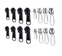 8 Pcs Zipper Repair Kit, Zip Pull Replacements in Black & Silver - 4 Sizes (#3#5#8#10) Detachable Zip Puller Set, Fix Zip on Coats Bags Luggage Backpacks (Black and Silver)