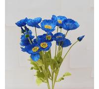 8 PcsBouquets Artificial Flowers Poppy Flowers，23.3inch Realistic Silk Flowers PU Fake Wild Flowers，for Home Wedding Party Decor, Floral Arrangements, Kitchen Table Centerpiece Vase (Dark Blue)