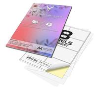8 Per Page/Sheet, 50 Sheets (400 Sticky Label), iSOUL White Blank Matt Self-Adhesive A4 Address Shipping Labels Stickers, Laser Inkjet Compatible L7165/J8165 Printer Paper, 99.1 X 67.7 mm JAM Free