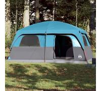 8-Person Family Cabin Tent, Blue Waterproof Camping Shelter with E-Port Access, Large Outdoor Canopy for Group Adventures