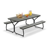 8-Person Picnic Table & Bench Set Outdoor Camping Table Chair W/Umbrella Hole
