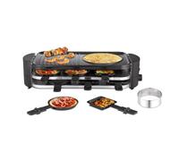 8 Person Raclette Grill and Mini Pizza Maker Oven - Non-Stick with 8 Pans and Pizza Cutter 1600W