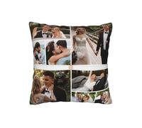 8 Photos Personalised Cushion Cover Add 2 to 10 Images & Text Custom Pillow Case with Pocket Sofa Home Decor Wedding Christmas Birthday Gifts for Girls Boys Women Men, Double-sided, 50x50cm / 20x20in