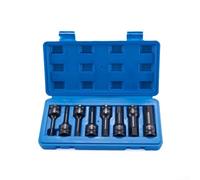 8 Piece 12 Bit Socket Set with Sizes H5 to H19 Crafted from Chrome Steel with Secure Locking Pinhole Design for Stability in Mechanical Repairs