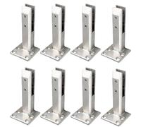 8 Piece 304 Stainless Steel Square Glass Spigots - Durable Pool Fence Spigot Clamp for Home Garden Stairs Balustrade Railing and Balcony Glass Floor - Silver Eccentric 960g