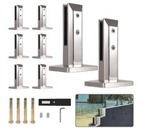 8-Piece 304 Stainless Steel Square Glass Spigots for Pool Fencing Railing and Balustrades - Heavy-Duty Clamp Set for Home Garden Stairs and Balcony - 960g Silver Finish