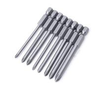 8-Piece 75mm Cross Head Alloy Steel Screwdriver Bit Set for Electric and Hand Tools, PH0 to PH2 Sizes with Hex Shank Compatibility