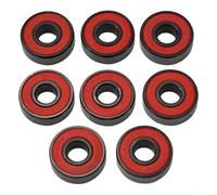 8 Piece ABEC 11 Chrome Steel 608RS Bearings for Skateboard Longboard Scooter Roller Skate Balance Bike (Red)
