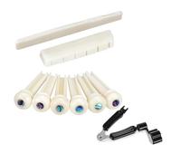 8-Piece Acoustic Guitar Bone Upgrade Kit: Real Bone Bridge Saddle, Nut & Bridge Pins for Enhanced Tone & Sustain - Fits Most 6-String Guitars