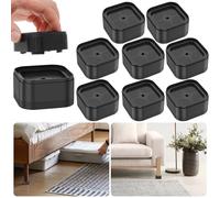 8 Piece Adjustable Furniture Risers with Nonslip Bottom Stackable Bed Lifter Versatile Bed Raising Blocks 3.5 Inch Table Leg Extenders for Table Desk Couch Chair Sofa Cabinet Beds Legs Black(8pcs)