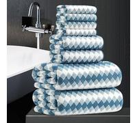8 Piece Bathroom Towel Set |2 Oversized Bath Towels,2 Hand Towels,4 Washcloths| 600GSM Soft Hotel Towel Set Large Bath Sheet for Bathroom,Highly Absorbent Quick Dry Bath Towel Collections,Blue