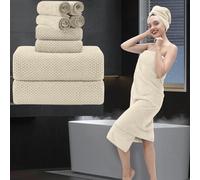 8 Piece Bathroom Towel Set |2 Oversized Bath Towels,2 Hand Towels,4 Washcloths| 600GSM Soft Large Bath Sheet Luxury Premium Microfibers Towel Highly Absorbent Quick Dry Hotel Towel Collection,Beige