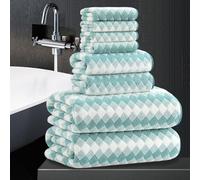 8 Piece Bathroom Towel Set Aqua |2 Oversized Large Bath Towels Sheet,2 Hand Towels and 4 Washcloths| 600GSM Ultra Soft Luxury Premium Towel Set Highly Absorbent Quick Dry Hotel Towel Collection