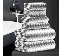 8 Piece Bathroom Towel Set Dark Grey|2 Oversized Large Bath Towels Sheet,2 Hand Towels,4 Washcloths| 600GSM Soft Premium Towel Set for Bathroom Hotel,Highly Absorbent Quick Dry Bath Towel Collections