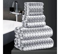 8 Piece Bathroom Towel Set Gray |2 Oversized Large Bath Towels Sheet,2 Hand Towels and 4 Washcloths| 600GSM Ultra Soft Luxury Premium Towel Set Highly Absorbent Quick Dry Hotel Towel Collection