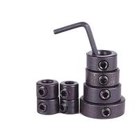 8-Piece Black Carbon Steel Drill Bit Depth Stop Collars (3-16 mm) - Adjustable Positioning Rings for Woodworking Drill Presses