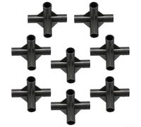 8-Piece Black PE 4-Way Pipe Fittings for Greenhouse Frames, DIY Plant Supports & Garden Structures - Compatible with 8mm/12mm/16mm/19mm Tubing(19MM)