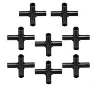 8-Piece Black PE 4-Way Pipe Fittings for Greenhouse Frames, DIY Plant Supports & Garden Structures - Compatible with 8mm/12mm/16mm/19mm Tubing(8MM)