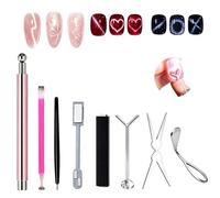 8-Piece Cat Eye Magnet Set, Cat Eye Magnet for Nails. Pink Pen with Magnetic Beads, Flower Pen, Heart and French Line Magnets. Perfect for Cat Eye Gel Nail Polish, Home DIY, Nail Art and Manicurists.