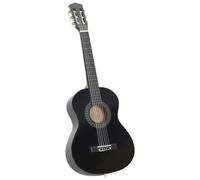 8 Piece Classical Guitar Beginner Set Black 1/2 34 | Solid basswood body, hard plastic buttons, fingerboard, 52.5 cm scale, 3 picks, pitch pipe, string set, travel bag with strap
