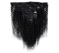 8 Piece Clip-In Hair Extensions for Women, Real Human Hair, 10 In Natural Black, African Curly Style, Secure Clip On Design, Brazilian Hair, Double Weft, Can Be Dyed, Permed, or Bleached