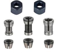 8 Piece Collets Set, Carbon Steel, Router Accessories for Einhell Katsu Makita Bosch Dewalt, 6 Clamping Adapters (6 mm, 6.35 mm, 8 mm) + 2 Nuts for Engraving Machine