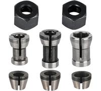 8 Piece Collets Set, Router Accessories for Einhell Katsu Bosch Dewalt, 6 Clamping Adapters (6 mm, 6.35 mm, 8 mm) + 2 Nuts for Engraving Machine, Precision Collets for Engraving & Woodworking