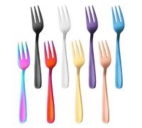 8-Piece Colorful Mini Fork Set - Stainless Steel Dessert & Fruit Forks, 13.7cm