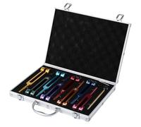 8-Piece Colour-Coded Solfeggio Tuning Fork Set with Hammer & Weights | Weighted Forks for Sound Healing, Meditation, Yoga, Reiki & Energy Balance