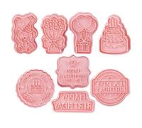 8 Piece Cookie Moulds Happy Birthday Biscuit Set, 3D Cookie Cutters, Birthday Cookie Cutter Set for Birthday Parties, DIY Cookies