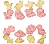 8 Piece Dinosaur Cartoon Cookie Set In Pink For Baking Butter Biscuits And Filled Treats With Easy Clean Pp Material