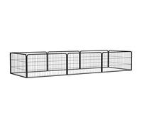 8-Piece Dog Playpen Black 100 x 50 cm Powder-Coated Steel Foldable Portable Safe Puppy Run Enclosure Outdoor Indoor Pet Cage Fence with Grid Protection
