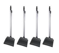 8-Piece Dustpan and Broom Set with Long Handle and Rubber Lip