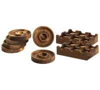 8 Piece Egg Cup & Holder Set FOURNIL Acacia Wood Brown