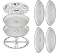 8 Piece French Press Replacement Filters - 304 Stainless Steel 4 Inch Fine Mesh Screen for 34 oz 8 Cup Coffee Press, Includes Spring Disc and Cross Plate, Universal Fit