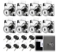 8-Piece Furniture Lock Cylinder, Cabinet Lock, Cabinet Set, Furniture Lock, Screw-On Lock with Key Set, Drawer Lock for Furniture, Cupboard, Letterbox, Drawer (Universal Key)