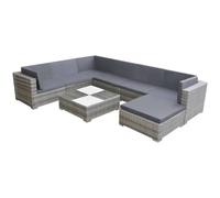 8 Piece Garden Lounge Set with Cushions Poly Rattan Grey