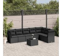 8 Piece Garden Sofa Set with Cushions Black Poly Rattan Berkfield Home Black One Size