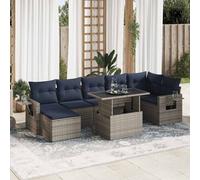 8 Piece Garden Sofa Set with Cushions Grey Poly Rattan Acacia Berkfield Home Grey One Size