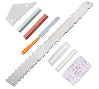 8-Piece Guitar Neck & Fret Maintenance Tool Set - Luthier Grade Steel Straight Edge, Fret Rocker, Dual-Sided File, Action Ruler & Guards for Electric/Acoustic Guitar & Bass