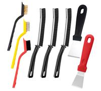 8-Piece Hard Bristle Crevice Cleaning Brush Set - Curved Gap Cleaning Tools for Tight Corners, Stovetops & Sinks, Durable PP Bristles