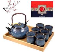 8 Piece Japanese Tea Set for Adults, Porcelain Teapot and Cups | Asian teapot and cup set for relaxed tea breaks and shared moments at home, with a serving tray to bring everything together.